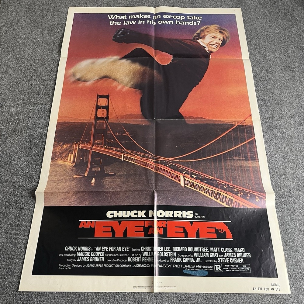 EYE FOR AN EYE Original Movie Poster Chuck Norris Martial Arts Kung Fu 27x41 VTG